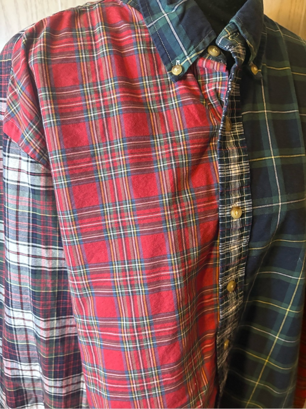 Men’s 2X Ralph Lauren Plaid Colorblock Long Sleeve Button Down Short - Picture 8 of 11